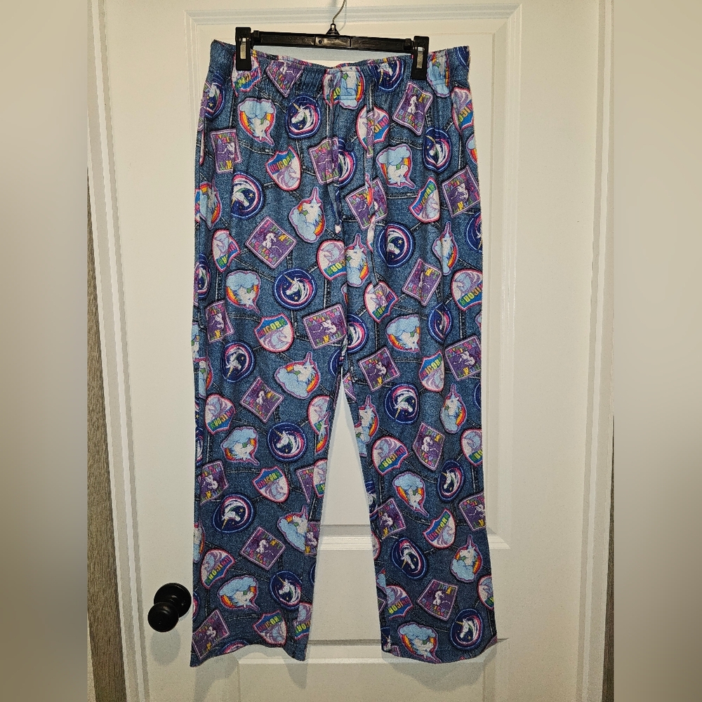 🦄Unicorn Patch Print Lounge Pants - Blue Multi